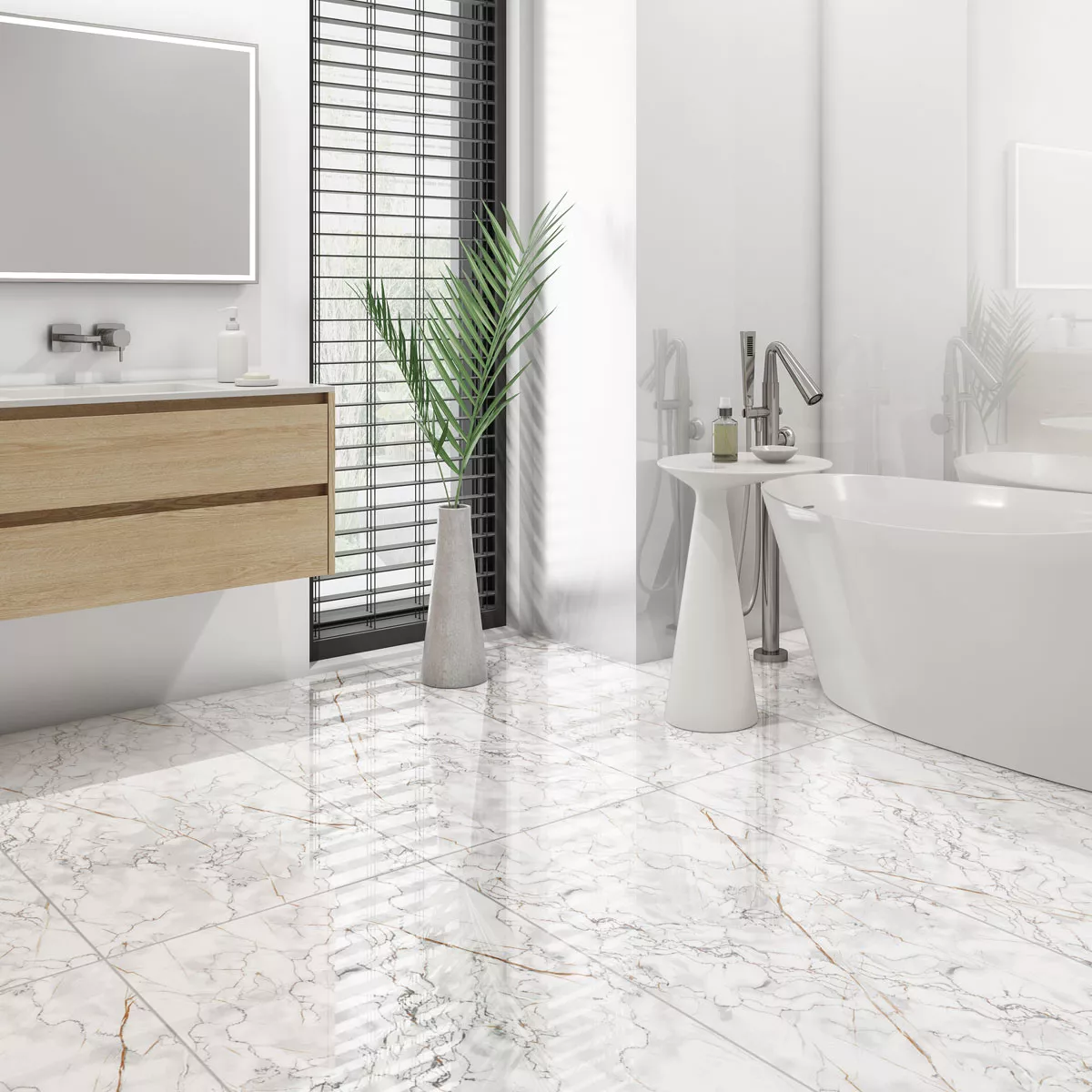 Floor Tiles Latium Marble Optic Polished Glossy Blanc 60x120cm