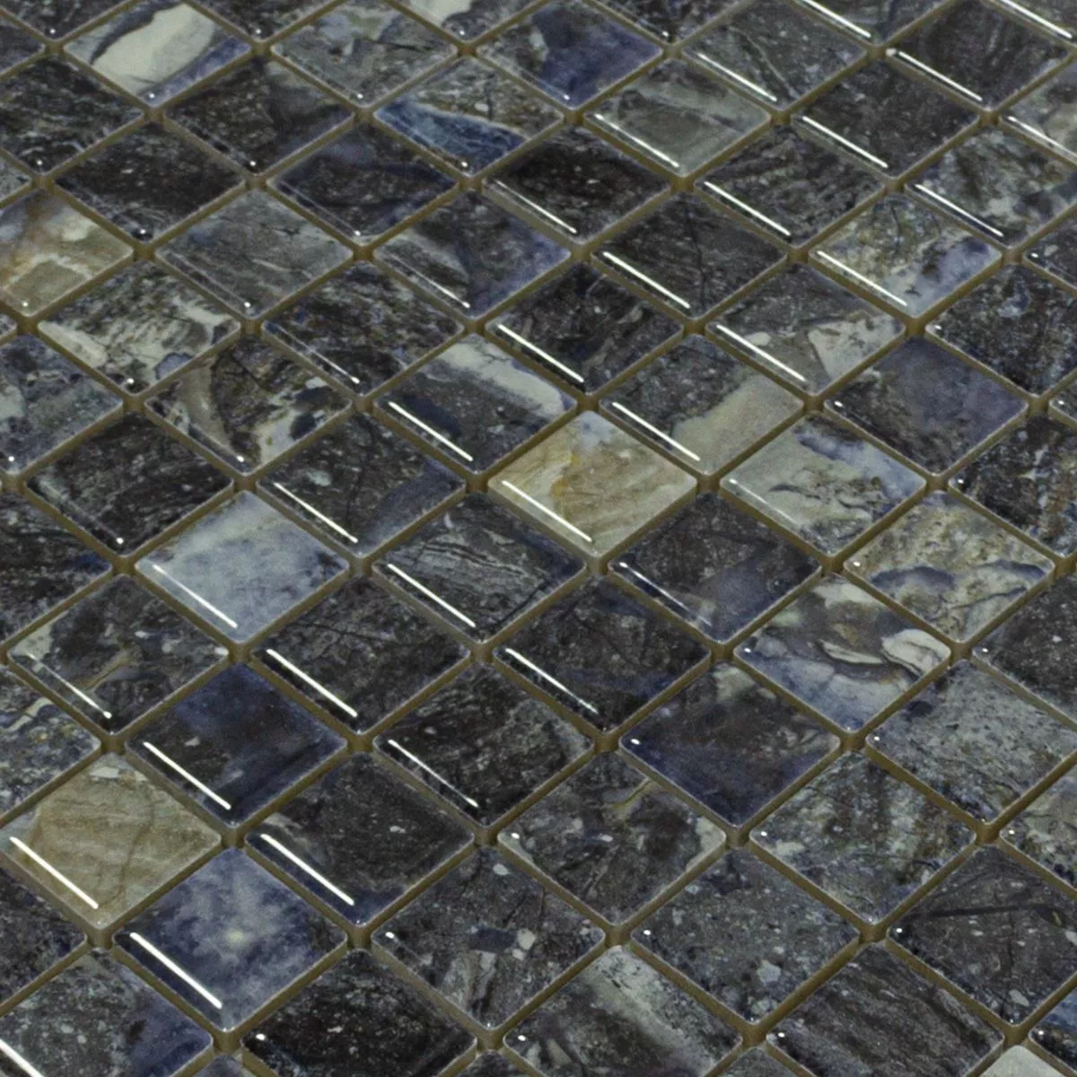 Ceramic Mosaic Tiles Elysium Marble Optic Dark Blue 23